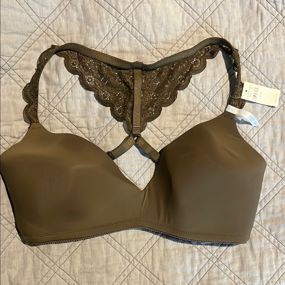 NWT Aerie Olive Green Wireless Lace Racerback Bra 36D